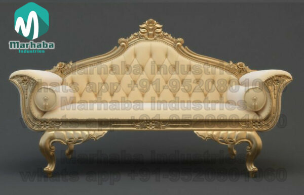 Royal Style Wooden Sofa with Floral Upholstery